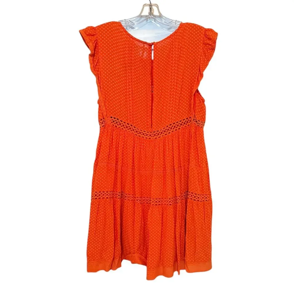 Free People Burnt Orange Tiered Dress Boho Crochet Details Size S Feminine